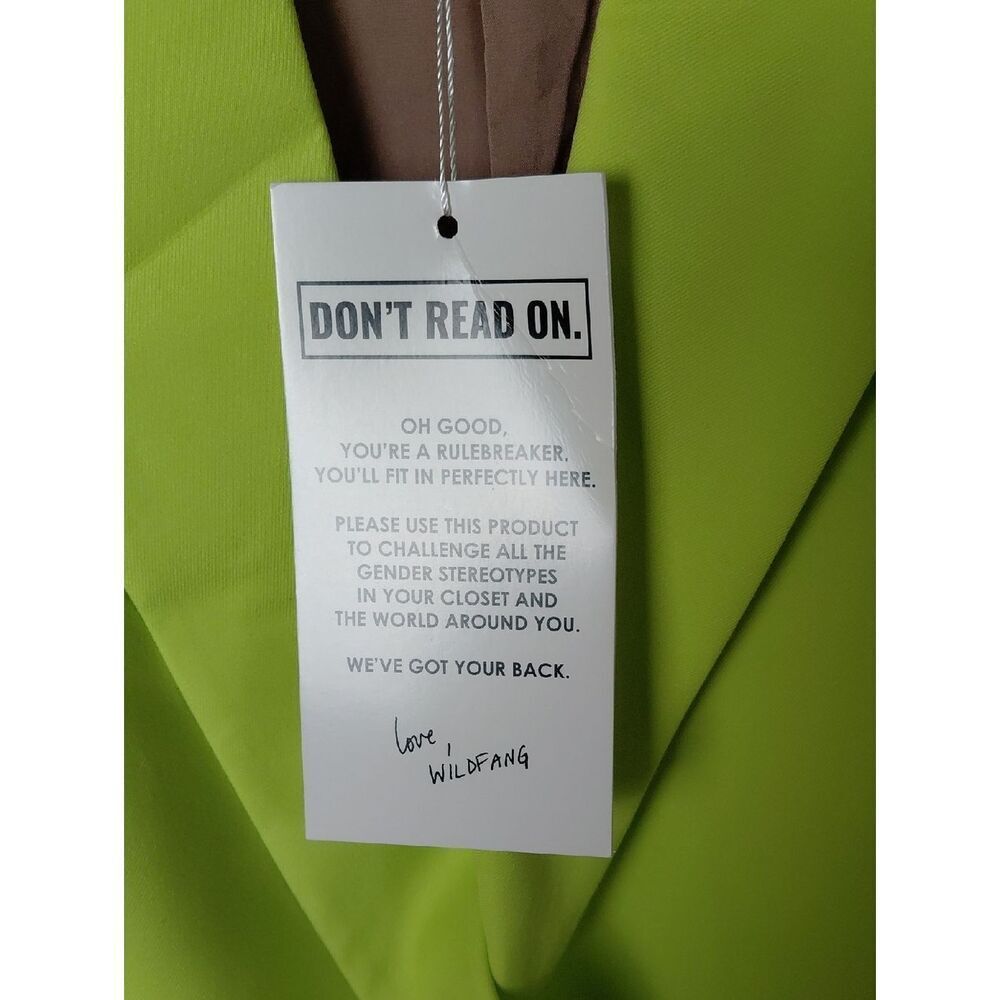 Wildfang The Empower Blazer Neon Lime Green Double Breasted Long NWT Extra SMALL - Picture 5 of 9